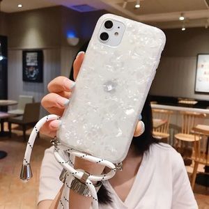 iPhone 13 silicone case w/ strap in white
